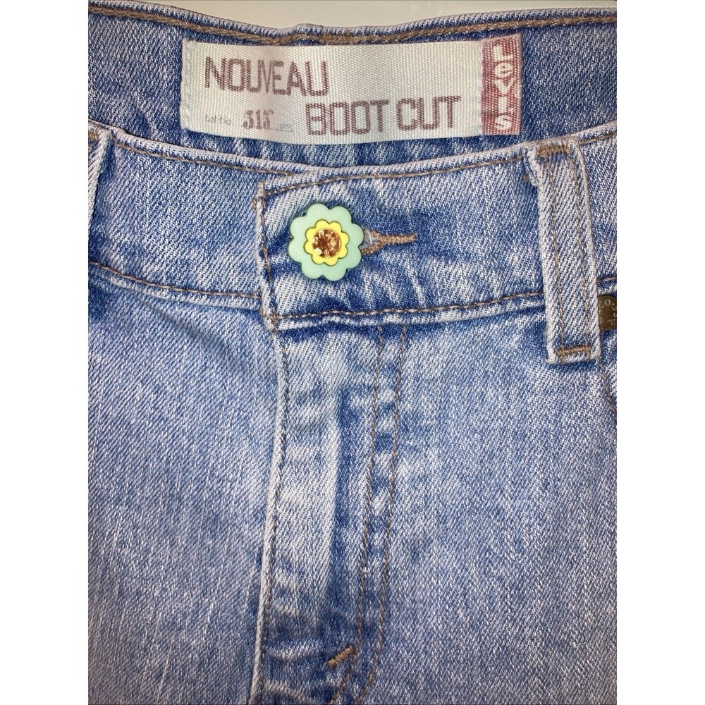 Levi’s Denim Mini Skirt 10 Upcycled Floral Ruffle Y2K Twee Festival Rodeo Boho - Picture 3 of 11